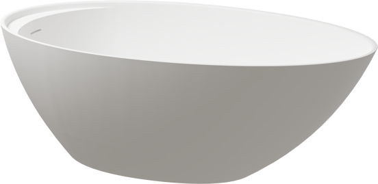 Balmani Colea ovaal vrijstaand bad 160 x 86 cm Solid Surface mat wit met geïntegreerde legplank