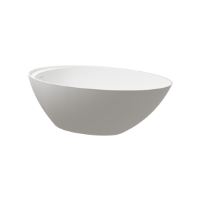 Balmani Colea ovaal vrijstaand bad 160 x 86 cm Solid Surface mat wit met geïntegreerde legplank