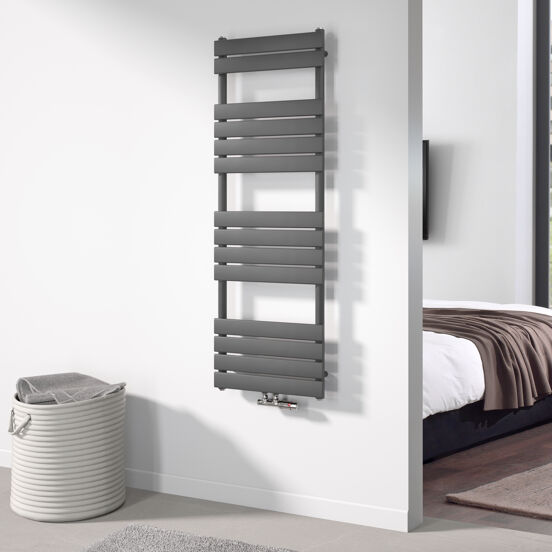 Vipera Vulcan sèche-serviettes simple 50 x 150 cm chauffage électrique gris anthracite raccordements latéral et central possibles 740W, résistance incluse