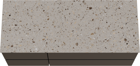 Balmani Lucida zwevend badkamermeubel 135 x 55 cm zwarte eik met Stretto enkel of dubbel tablet in terrazzo greige terrazzo