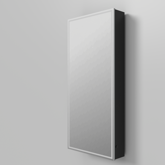Balmani Mara spiegelkast 45 x 100 cm mat zwart met spiegelverlichting en anti-damp