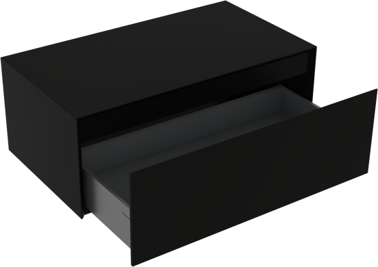 Storke Edge Modulo hängender Waschbeckenunterschrank: 85 x 48 cm, Schwarz matt, 1 Schublade
