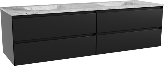 Balmani Mitra meuble salle de bains suspendu 180 x 55 cm noir mat avec Tablo Arcato double vasque en marbre carrara
