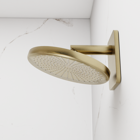 Blaufoss Onos 250 Tête de douche rond 25 cm avec bras de douche support mural brushed champagne gold