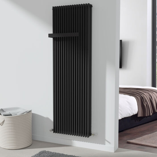 Vipera Corrason dubbele badkamerradiator 60 x 180 cm centrale verwarming mat zwart zij- en middenaansluiting 3.468W