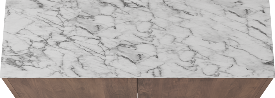 Balmani Eclips hängendes Möbelstück Set: 180 x 55 cm, Amerikanischer Nussbaum, mit Stretto Einzel- oder Doppel Waschtischplatte Carrara-Marmor