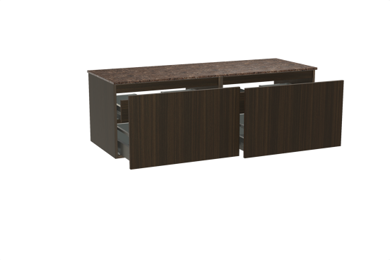 Balmani Sfera meuble salle de bains suspendu 150 x 55 cm eucalyptus avec Stretto tablette simple ou double en marbre dark emperador