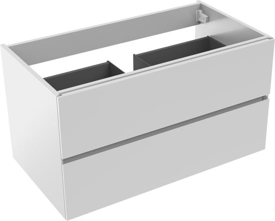 Storke Edge meuble sous-vasque suspendu 95 x 52 cm blanc brillant 2 tiroirs