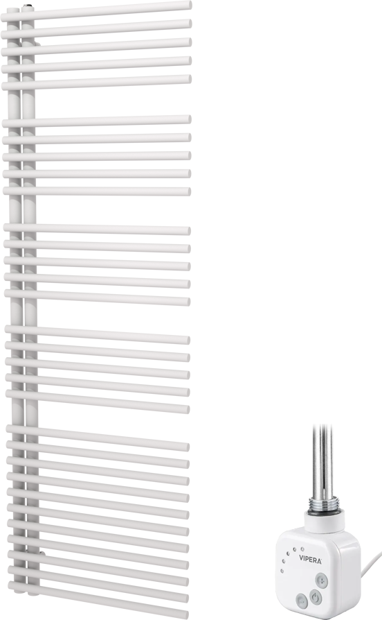 Vipera Nevada enkele handdoekradiator 60 x 180 cm elektrische verwarming mat wit middenaansluiting 800W, weerstand inbegrepen