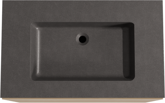 Storke Edge meuble salle de bains à poser 85 x 52 cm chêne brut avec Scuro plan simple en quartz noir mat