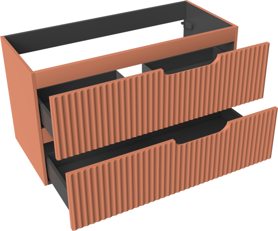 Linie Ribbo zwevende wastafelonderkast 100 x 46 cm cotto 2 lades
