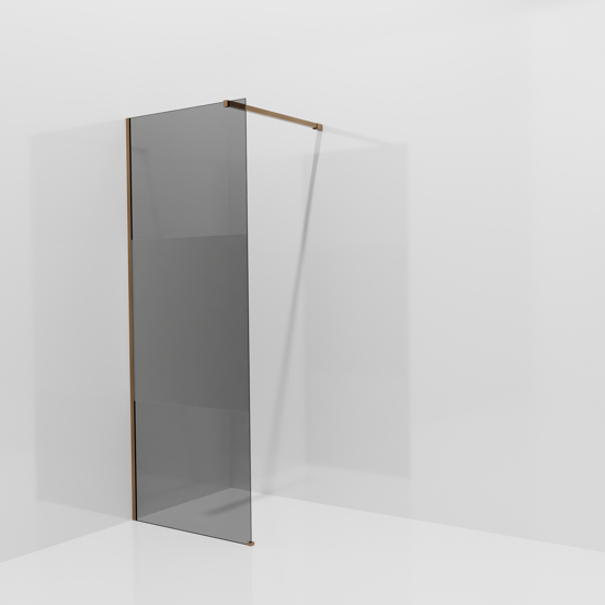 Balmani Modular Walk-In Dusche: 80 x 200 cm, Rauchglas mit mattiertem Streifen, inklusive Coating, Profil Brushed Rosegold