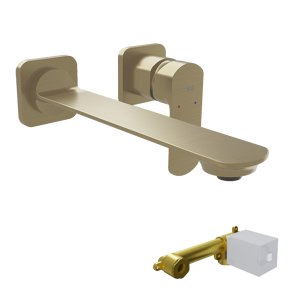 Blaufoss Bodan inbouw wastafelkraan brushed champagne gold incl. inbouwelement