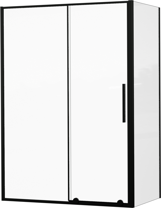 Luca Varess Morano douchehoek met schuifdeur en vaste zijwand 140 x 80 cm helder glas mat zwart profiel