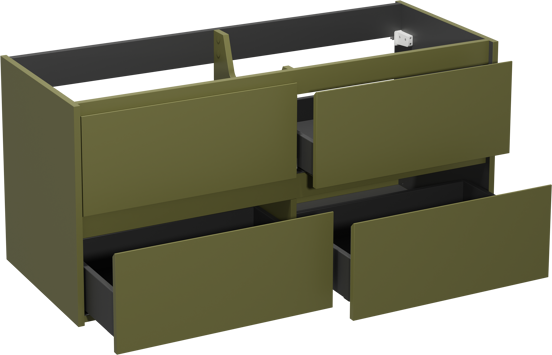 Storke Seda zwevende wastafelonderkast 130 x 52 cm olijfgroen 4 lades