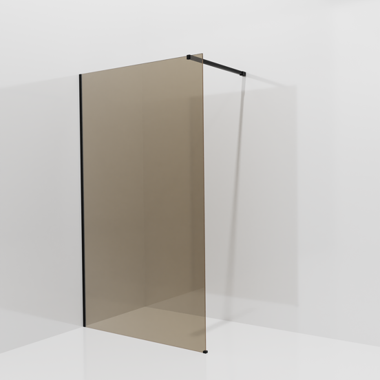 Balmani Modular douche à l'italienne: 120 x 200 cm, Verre bronze, avec coating, Profil Noir mat