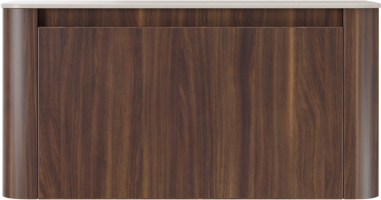 Storke Soft hängendes Möbelstück Set: 100 x 46 cm, Nussbaum, mit Tavola Soft Einzelwaschtischplatte Solid Surface Beige Granit