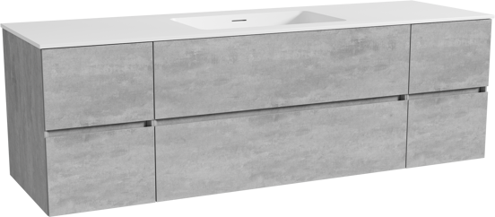Storke Edge meuble salle de bains suspendu 165 x 52 cm béton gris foncé avec Mata plan simple en solid surface blanc mat