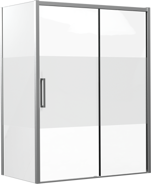 Luca Varess Senses Eckdusche: Schiebetür (rechts), fixierte Seitenwand, 160 x 90 cm, Klarglas mit mattiertem Streifen, Chrom Profil, glänzend