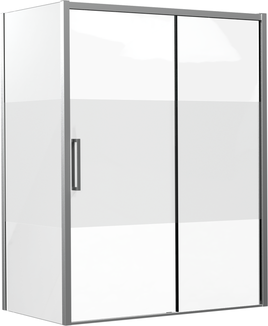 Luca Varess Senses Eckdusche: Schiebetür (rechts), fixierte Seitenwand, 160 x 90 cm, Klarglas mit mattiertem Streifen, Chrom Profil, glänzend