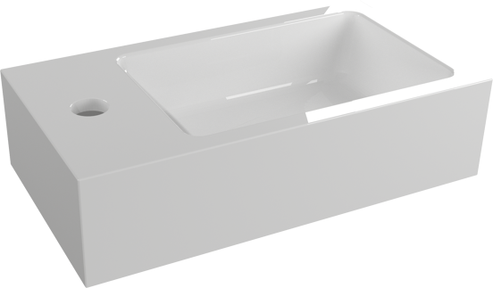 Linie Lado zwevend toiletmeubel 40 x 22 cm mat wit met Vano wastafel in glanzend composiet marmer