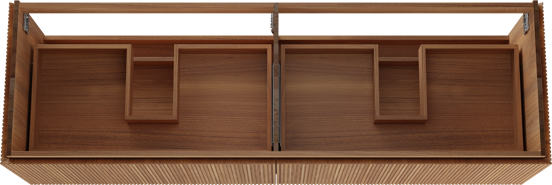 Balmani Eclips meuble sous-lavabo suspendu 180 x 55 cm Teck 4 tiroirs Nervure sym. vert.