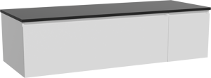 Storke Edge zwevend badmeubel 140 x 52 cm mat wit met Panton enkel of dubbel wastafelblad in gepoedercoate mdf mat zwart