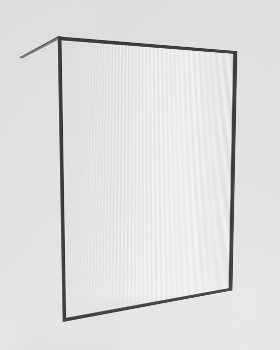 Balmani Framed Walk-In Dusche: 160 x 210 cm, Relief Glas, Schwarzes Profil, matt