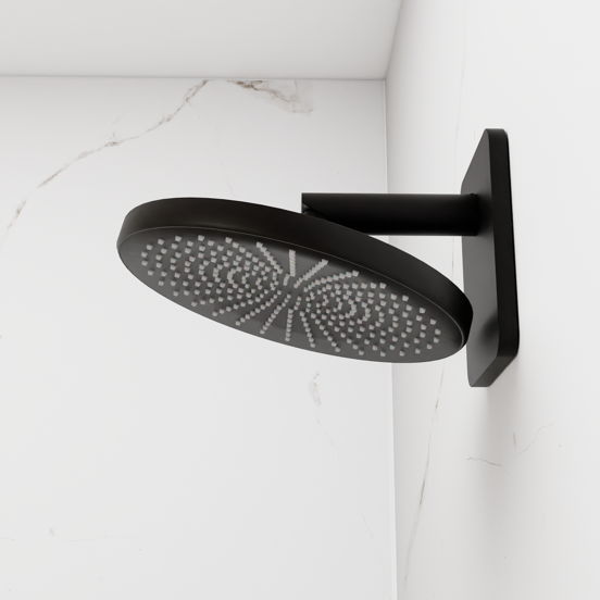 Blaufoss Onos 250 Tête de douche rond 25 cm avec bras de douche support mural noir mat