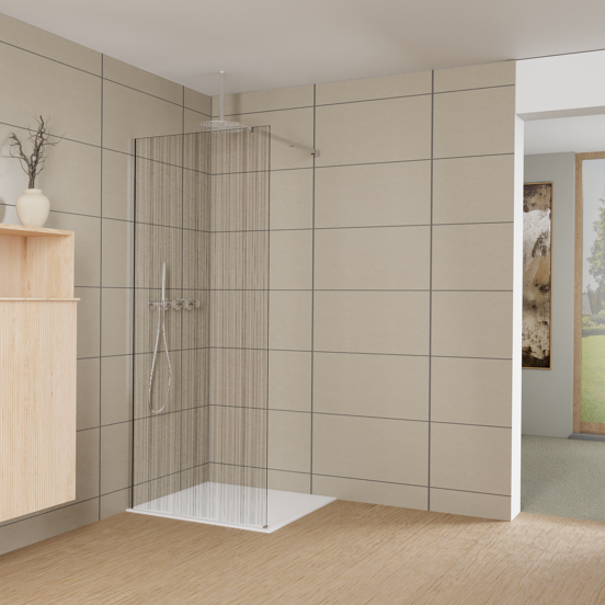Balmani Modular inloopdouche: 90 x 200 cm, Mikado, Hoogglans chroom profielen