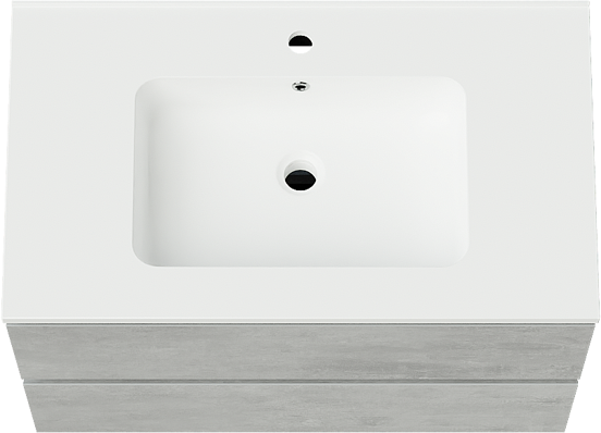 Linie Lado meuble salle de bains suspendu 80 x 46 cm béton gris foncé avec Vano plan simple en marbre composite blanc mat