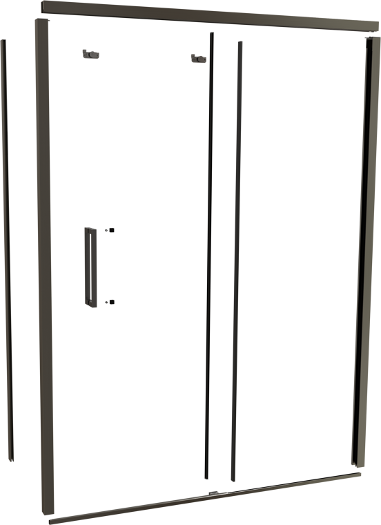Balmani Senses Design 160 cm rechts douchecabine met schuifdeur profielenset brushed gunmetal
