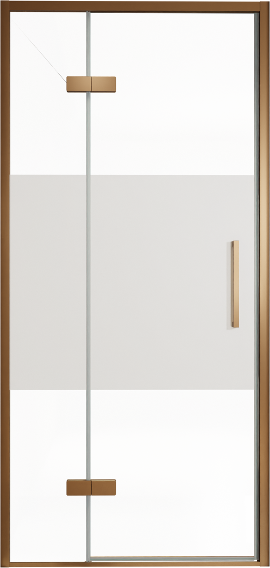 Balmani Senses Design douche draaideur links 100 cm x 210 cm Helder glas met matte strook, Brushed Rosegold profielen
