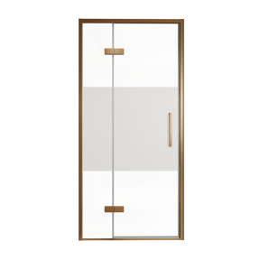 Balmani Senses Design douche draaideur links 100 cm x 210 cm Helder glas met matte strook, Brushed Rosegold profielen