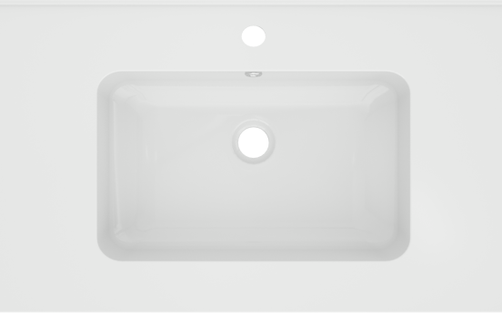 Linie Vano enkele wastafel glanzend composiet marmer 70 x 46 cm