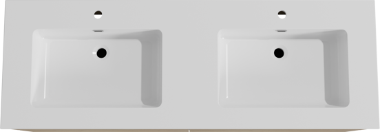 Storke Edge meuble salle de bains suspendu 150 x 52 cm chêne brut avec Diva double vasque en marbre composite blanc brillant
