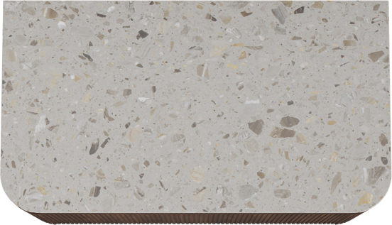 Balmani Moon zwevend badkamermeubel 100 x 55 cm amerikaanse notelaar met Moon enkel tablet in terrazzo greige terrazzo, Verticale symmetrische rechte ribbel
