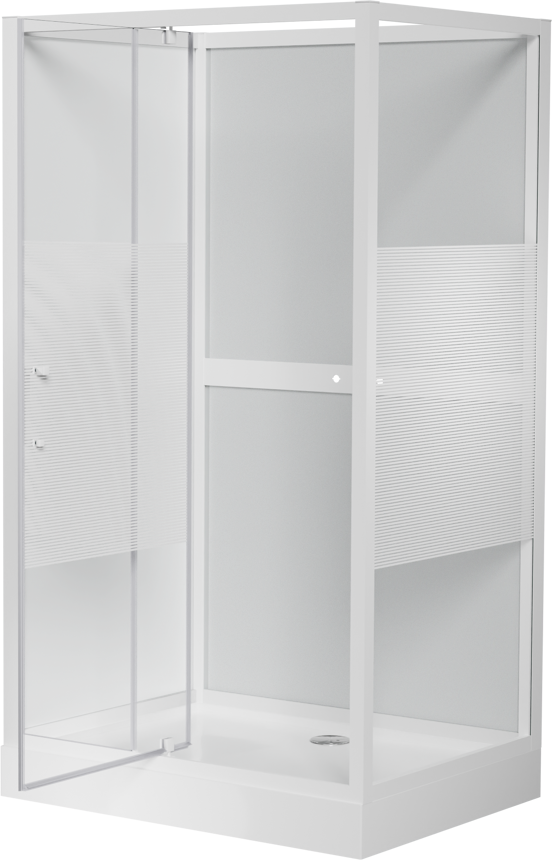 Luca Varess Talan rechthoekige douchecabine met draaideuren 90 x 120 cm helder glas met mat gestreepte strook glanzend wit profiel