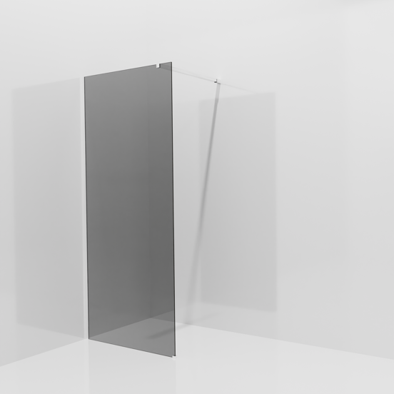 Balmani Modular inloopdouche: 90 x 200 cm, Rookglas, Hoogglans chroom profielen