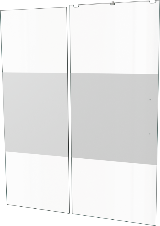 Balmani Senses Design Dusche Schiebetür Links 160 cm x 210 cm Klarglas mit mattiertem Streifen, inklusive Coating