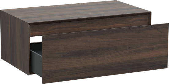 Storke Edge Modulo zwevende wastafelonderkast 85 x 48 cm notelaar 1 lade