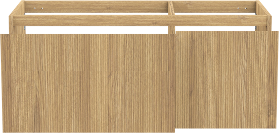 Balmani Fila hängender Waschbeckenunterschrank: 120 x 55 cm, asymmetrisch links, Eiche Natur, Furnierholz, 4 Schubladen