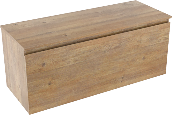 Linie Lado hängendes Möbelstück Set: 120 x 46 cm, Naturbelassene Eiche, mit Lado Einzel- oder Doppel Waschtischplatte, Melamin Naturbelassene Eiche