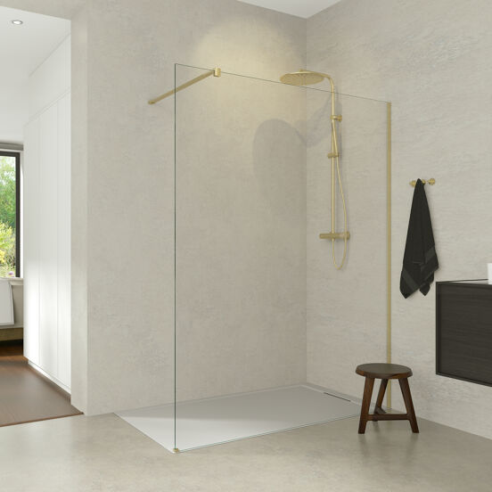 Balmani Modular inloopdouche 90 x 200 cm helder glas Brushed Gold profiel