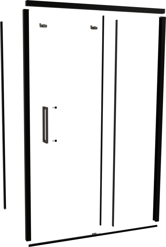 Balmani Senses Design 140 cm rechts douchecabine met schuifdeur profielenset mat zwart