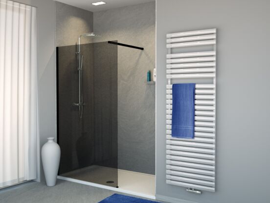 Balmani Modular nisdouche 100 x 200 cm rookglas mat zwart profiel