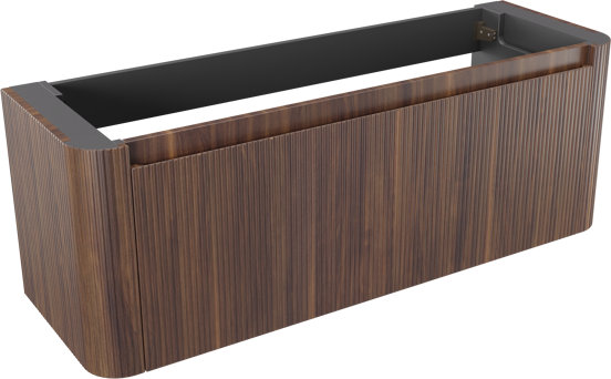 Storke Soft zwevende wastafelonderkast 140 x 46 cm Notenhout 2 lades vert. sym. Groef