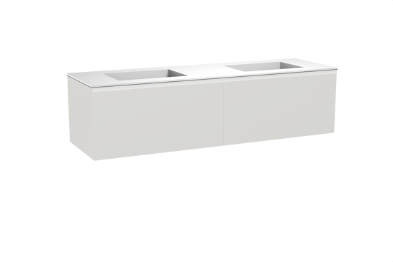 Balmani Idra zwevend badkamermeubel 180 x 55 cm mat wit met Tablo Stretto dubbele wastafel in solid surface mat wit