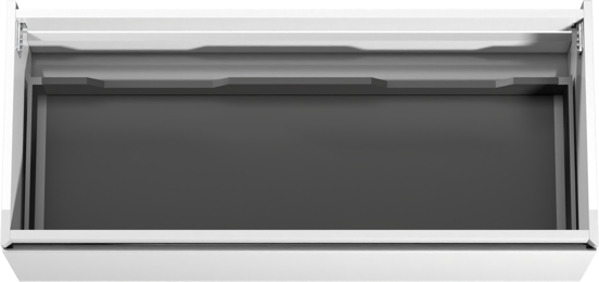 Storke Edge hängender Waschbeckenunterschrank: 120 x 52 cm, Weiß glänzend, 1 Schublade