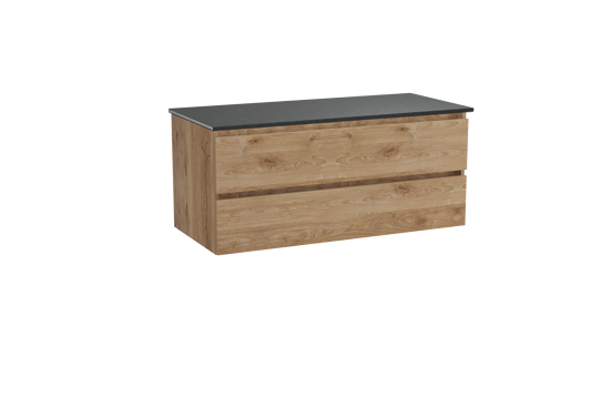 Balmani Lucida meuble salle de bains suspendu 120 x 55 cm chêne brut avec Stretto tablette simple en granit noir